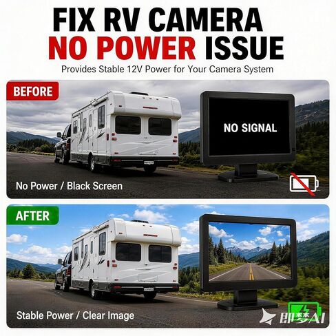 7-Way RV Camera Adapter with Power Switch, Provides Stable 12V Power for Furrion Vision S Backup Camera System, Plug & Play Replacement for F2BC004XXBK in Saudi Arabia
