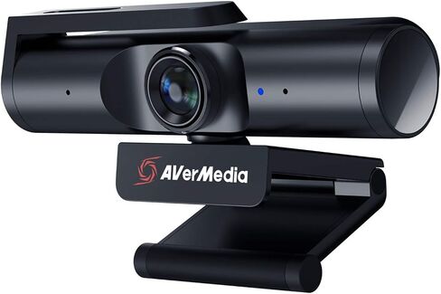 AVerMedia Live Streamer CAM 513-4K 30 إطارًا في الثانية UHD، كاميرا ويب بزاوية واسعة جدًا مع عدسة زجاجية ثابتة التركيز، للإضاءة الداخلية، تعمل مع OBS، تكبير، أسود in Kuwait