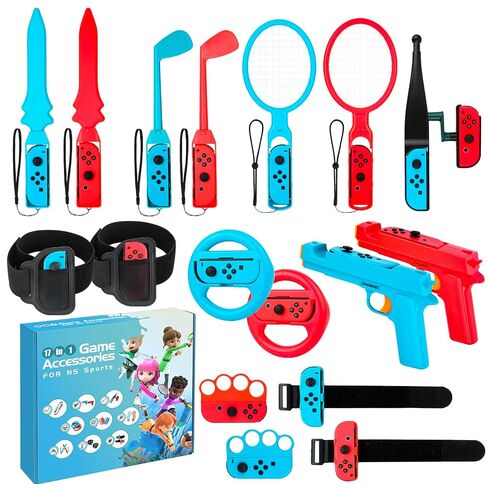 JoyHood Switch Sports Accessories Bundle Compatible with Switch/Switch OLED, 17-in-1 Family Sports Games Accessories Kit for Joy-Con Controller, Switch Sports Accessories for Kids & Adults in Saudi Arabia