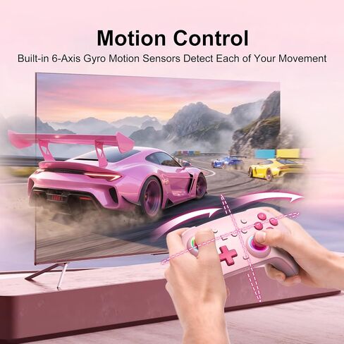 SIMGAL Pink Wireless Controller for Switch Joy-Con/PC, Breathing LED in Kuwait