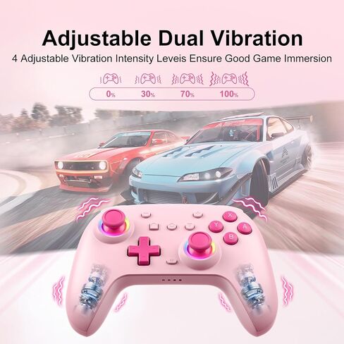 SIMGAL Pink Wireless Controller for Switch Joy-Con/PC, Breathing LED in Kuwait