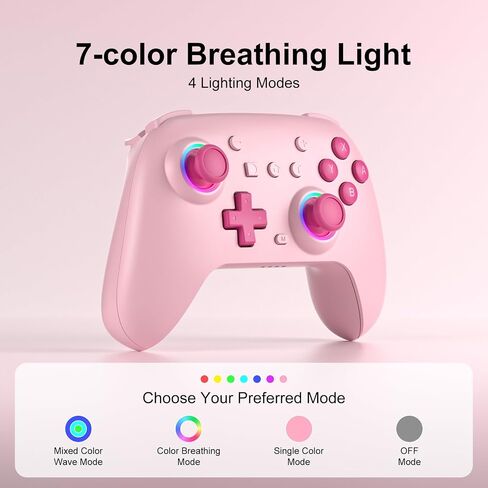 SIMGAL Pink Wireless Controller for Switch Joy-Con/PC, Breathing LED in Kuwait