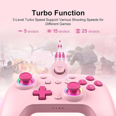SIMGAL Pink Wireless Controller for Switch Joy-Con/PC, Breathing LED in Kuwait
