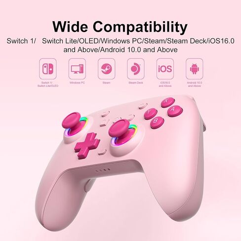 SIMGAL Pink Wireless Controller for Switch Joy-Con/PC, Breathing LED in Kuwait