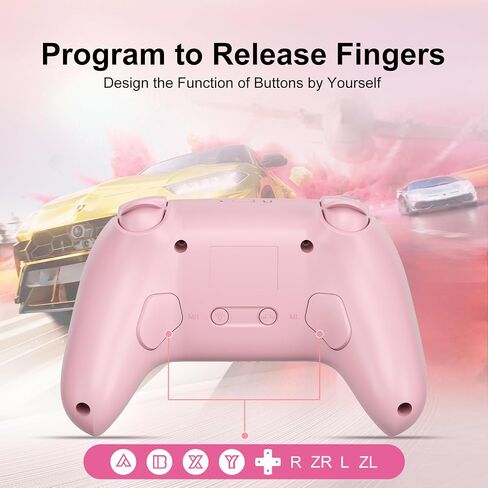 SIMGAL Pink Wireless Controller for Switch Joy-Con/PC, Breathing LED in Kuwait