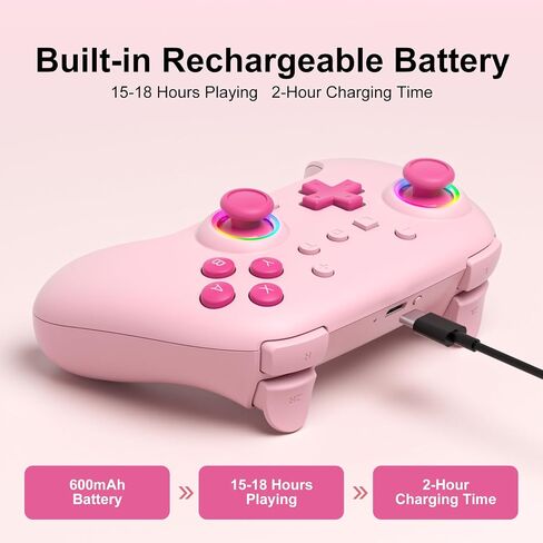 SIMGAL Pink Wireless Controller for Switch Joy-Con/PC, Breathing LED in Kuwait