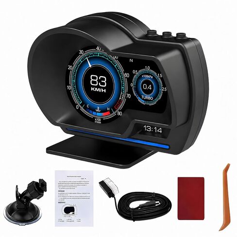 OBD2 GPS Dual System Car HUD Display - Digital Speedometer with Water Temp Voltage RPM - Universal Heads Up Display for Most Vehicles in Kuwait