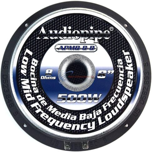 2 Pairs Audiopipe 8" inch 500W Mid Range Loud Speakers with Custom 1" Plastic Spacer Rings Combo in Saudi Arabia