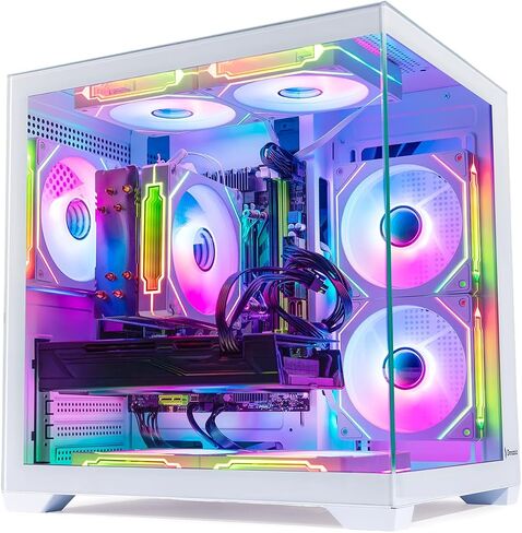 Gaming PC Liquid Cooled Xeon E5 12-Core,Radeon RX580 8GB,32GB RAM,512GB NVMe SSD,1TB HDD,Wi-Fi6 & BT 5.4,Windows 11,9× ARGB Fans,650W PSU,Prebuilt PC Tower,RGB Keyboard and Mouse in Saudi Arabia