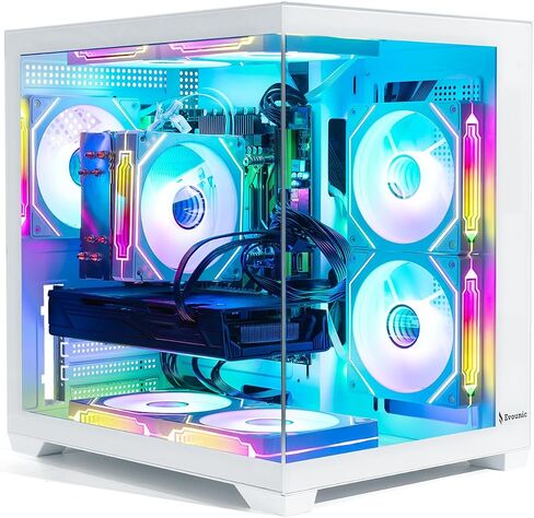 Gaming PC Liquid Cooled Xeon E5 12-Core,Radeon RX580 8GB,32GB RAM,512GB NVMe SSD,1TB HDD,Wi-Fi6 & BT 5.4,Windows 11,9× ARGB Fans,650W PSU,Prebuilt PC Tower,RGB Keyboard and Mouse in Saudi Arabia