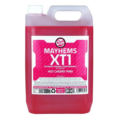 Mayhems - XT1 Premixed PC Coolant - Computer Water Cooling Fluid - Liquid Cooling, Thermal Performance Series, 5 Litre, Hot Cherry Pink in Kuwait