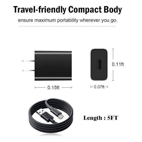 KUEVKA 6FT Charger Compatible for Tandem t:Slim X2 Insulin Pump Wall Charger, USB Micro Cable for Tandem Diabetes Care Charger Cable, Tandem Pump Accessories Charging Power Cord (Black) in Saudi Arabia