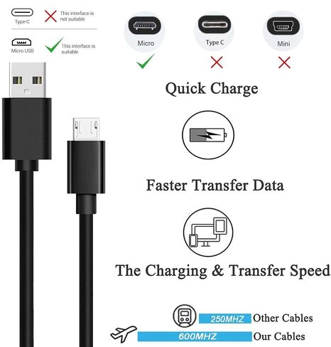 KUEVKA 6FT Charger Compatible for Tandem t:Slim X2 Insulin Pump Wall Charger, USB Micro Cable for Tandem Diabetes Care Charger Cable, Tandem Pump Accessories Charging Power Cord (Black) in Saudi Arabia