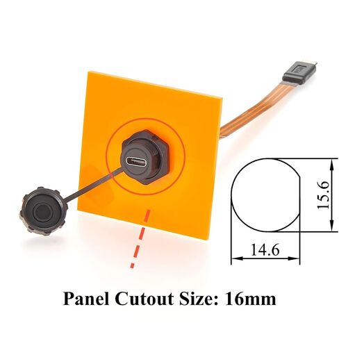 IP67 USB 3.1 Type-C Male to Female Extension Cable 10Gbps Flush Panel Mount USB 3.1 Gen2 C FPC Ribbon Flat Slim Cable 100W for Data Transfer Charging, Cabinet, Embedded PC, Automation(0.2m) in Saudi Arabia