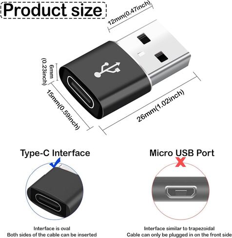 USB to USB C Adapter 10 Pack,USB C Female to A Male Car Charger,Type C Converter for iPhone 16 16e Pro Max,15 14 13 12 Plus,Apple Watch,Airpods,Compatible for Nintendo Switch,Samsung Galaxy S25 in Saudi Arabia
