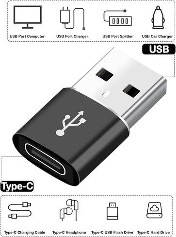 USB to USB C Adapter 10 Pack,USB C Female to A Male Car Charger,Type C Converter for iPhone 16 16e Pro Max,15 14 13 12 Plus,Apple Watch,Airpods,Compatible for Nintendo Switch,Samsung Galaxy S25 in Saudi Arabia