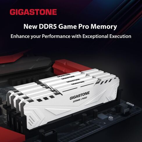 【DDR5 RAM】 GIGASTONE Game PRO 32GB Kit (2x16GB) DDR5 6400MHz PC5-51200 CL40-40-40-84 Intel XMP 3.0 AMD Expo 1.35v UDIMM 288 Pin Unbuffered Non ECC High Performance Gaming Desktop Memory – White in Saudi Arabia
