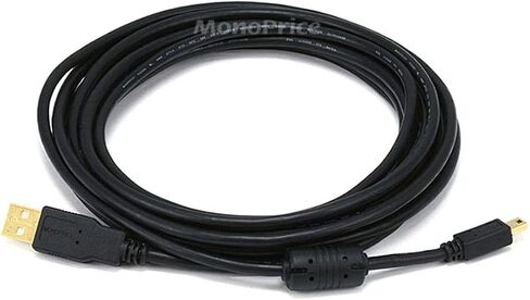 Monoprice 15-Feet USB 2.0 A Male to Mini-B 5pin Male 28/24AWG Cable with Ferrite Core (Gold Plated) (105450) in Saudi Arabia