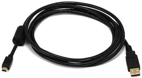 Monoprice 15-Feet USB 2.0 A Male to Mini-B 5pin Male 28/24AWG Cable with Ferrite Core (Gold Plated) (105450) in Saudi Arabia
