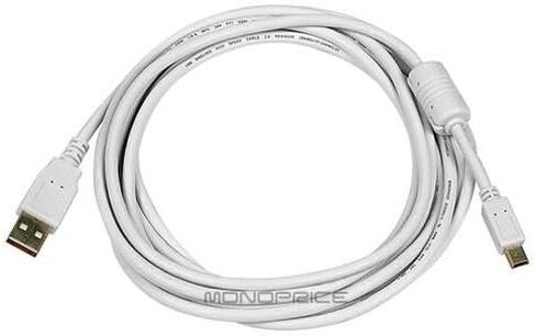 Monoprice 15-Feet USB 2.0 A Male to Mini-B 5pin Male 28/24AWG Cable with Ferrite Core (Gold Plated) (105450) in Saudi Arabia