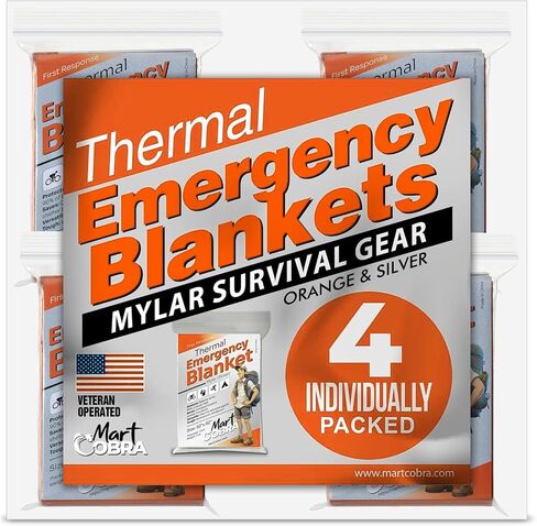 Emergency Blanket Mylar Thermal Space Survival Gear & Supplies 100-Pack in Kuwait