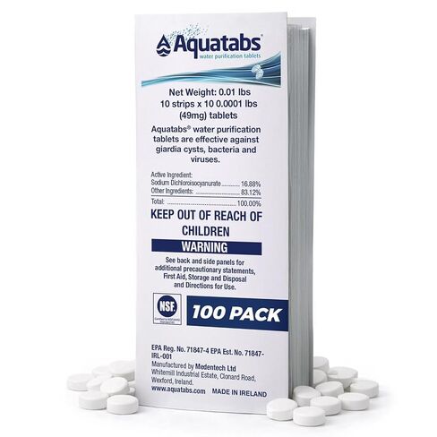 Aquatabs Water Purification Tablets, 397mg 100 Pack, Camping & Emergency in Saudi Arabia