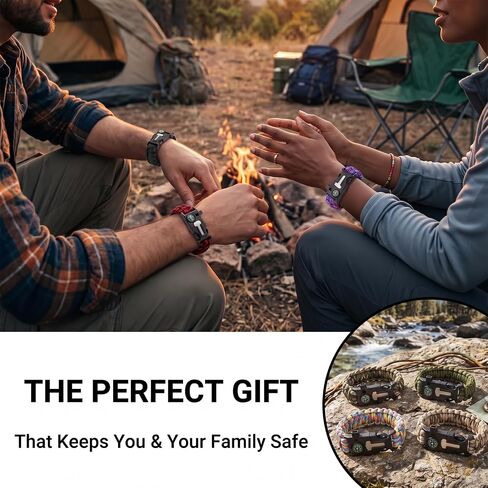 Survival Paracord Bracelet 8 Pack with Fire Starter Compass Whistle in Saudi Arabia