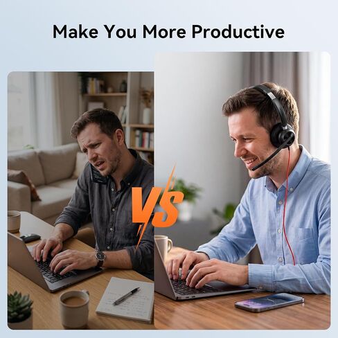 TECKNET Wired Headset with Microphone for PC, USB-A Headset with in-Line Volume Control, On-Ear Computer Headphones with 3.5 mm Audio Jack for Home Office Online Class Skype Zoom in Kuwait
