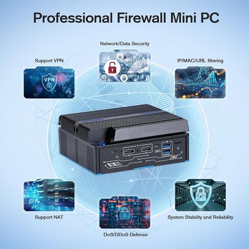 Fanless Firewall Mini PC 4X Intel 2.5GbE i226-V LAN 8GB DDR4 240GB SSD Intel Core 6006U CPU Gateway Router Network, AES NI Support HDD Test with pf-Sense/opn-Sense in Saudi Arabia