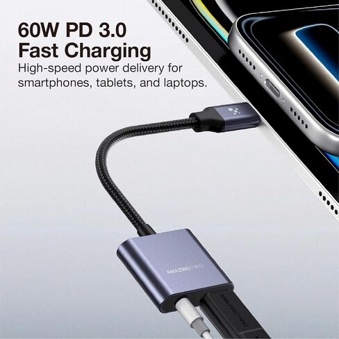 AMAZINGthing [Thunder PRO USB-C to 3.5mm Audio and 60W Charger Adapter in Saudi Arabia