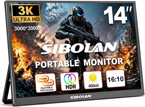 Portable Monitor 18.5inch 1080P FHD 100Hz Refresh Rate Gaming Monitor, 72% sRGB, IPS Panel, Dual USB-C & Mini-HDMI for Laptop, PC, Phone, Built-in Kickstand, Speakers in Kuwait