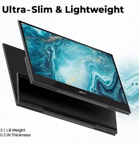 نظرة سريعة على كابل USB 2 في 1، شاشة Mobile Pixels 16 بوصة FHD 1080P، شاشة السفر مع مكبرات صوت مزدوجة، تعديل الإمالة وعدم الانزلاق، توصيل HDMI USB C وتشغيل شاشة إضافية in Kuwait