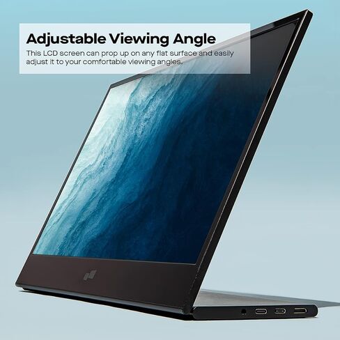 نظرة سريعة على كابل USB 2 في 1، شاشة Mobile Pixels 16 بوصة FHD 1080P، شاشة السفر مع مكبرات صوت مزدوجة، تعديل الإمالة وعدم الانزلاق، توصيل HDMI USB C وتشغيل شاشة إضافية in Kuwait