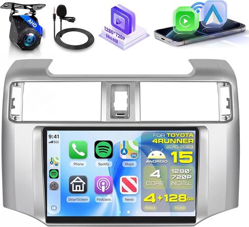 4 Core 4+128G Android Car Stereo for Toyota 4Runner 2010-2023 with DSP Wireless Carplay Android Auto, Sellrich 9 inch 1280*720 Incell Touchscreen Radio Bluetooth 5.0 GPS Wifi FM/RDS SWC Backup Camera in Kuwait