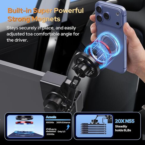 Aceele Phone Holder for Tesla Model 3 & Y, Metal Frame Magnetic Phone Mount in Kuwait