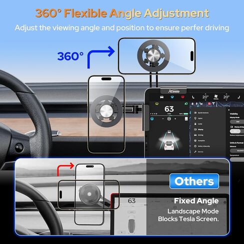 Aceele Phone Holder for Tesla Model 3 & Y, Metal Frame Magnetic Phone Mount in Kuwait