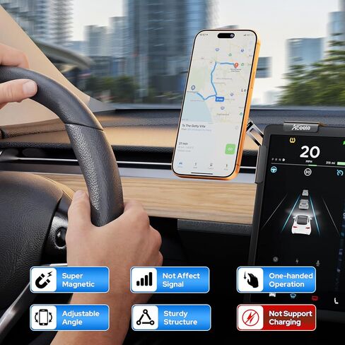 Aceele Phone Holder for Tesla Model 3 & Y, Metal Frame Magnetic Phone Mount in Kuwait