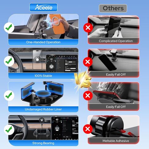 Aceele Phone Holder for Tesla Model 3 & Y, Metal Frame Magnetic Phone Mount in Kuwait