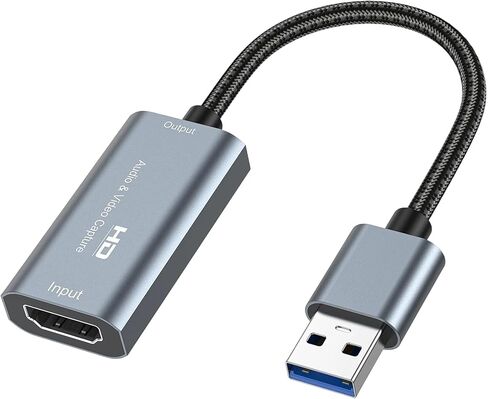 HDMI Capture Card USB 3.0, 1080P 60FPS Video Capture Card, 4K@30Hz HDMI to USB A Capture Adapter for Streaming, Gaming, Recording, OBS, PS5, Xbox, Switch, DSLR Camera, Windows Mac Linux in Kuwait