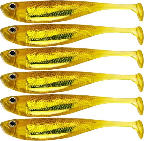 Soft Fishing Lures Paddle Tail Swimbaits Minnow Bait Shad Lure Soft Plastic Lure for Bass Fishing 1/11oz 2.75" 6Pcs (6Pcs Color 02) in Kuwait