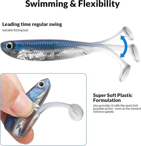 Soft Fishing Lures Paddle Tail Swimbaits Minnow Bait Shad Lure Soft Plastic Lure for Bass Fishing 1/11oz 2.75" 6Pcs (6Pcs Color 02) in Kuwait
