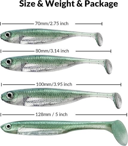 Soft Fishing Lures Paddle Tail Swimbaits Minnow Bait Shad Lure Soft Plastic Lure for Bass Fishing 1/11oz 2.75" 6Pcs (6Pcs Color 02) in Kuwait