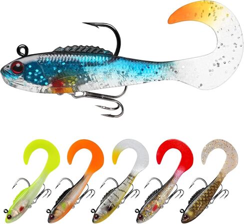 TRUSCEND Fishing Lures for Bass Trout, Jighead Lure Durable Soft Swimbait, Well-Made Lifelike Swim Baits, Jigging Lure for Bass Crippie Trout Walleye, Fishing Gear Gifts for Men in Saudi Arabia