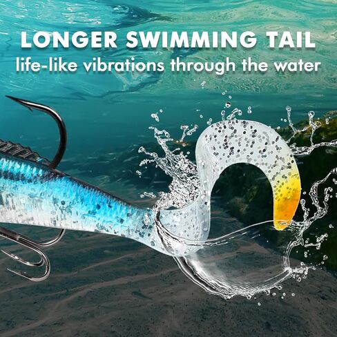 TRUSCEND Fishing Lures for Bass Trout, Jighead Lure Durable Soft Swimbait, Well-Made Lifelike Swim Baits, Jigging Lure for Bass Crippie Trout Walleye, Fishing Gear Gifts for Men in Saudi Arabia