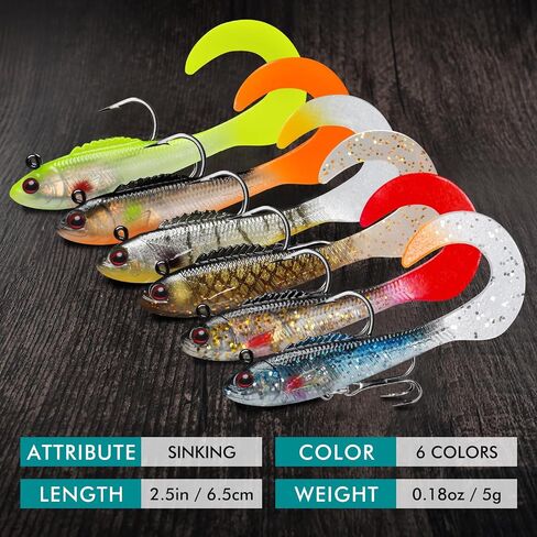 TRUSCEND Fishing Lures for Bass Trout, Jighead Lure Durable Soft Swimbait, Well-Made Lifelike Swim Baits, Jigging Lure for Bass Crippie Trout Walleye, Fishing Gear Gifts for Men in Saudi Arabia