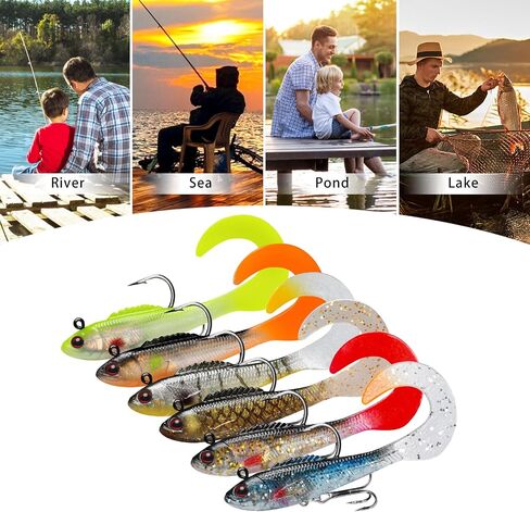 TRUSCEND Fishing Lures for Bass Trout, Jighead Lure Durable Soft Swimbait, Well-Made Lifelike Swim Baits, Jigging Lure for Bass Crippie Trout Walleye, Fishing Gear Gifts for Men in Saudi Arabia