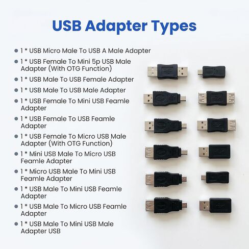 12 Pcs USB Adapter Kit, Adaptor Set with USB-C to Micro Usbs Adapter in Saudi Arabia