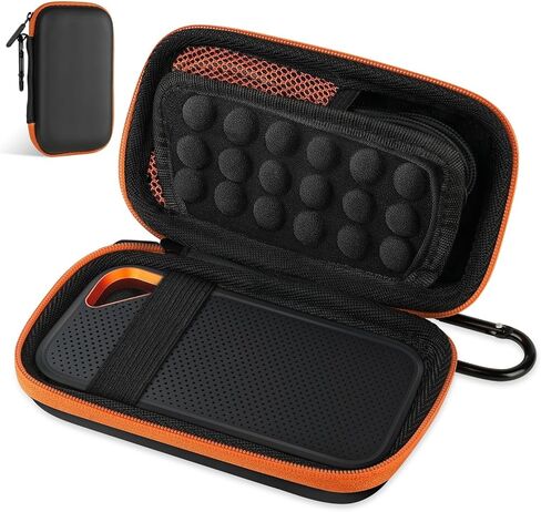 حافظة القرص الصلب، حافظة القرص الصلب الخارجي المحمولة لـ SanDisk Extreme Pro/SanDisk Extreme Portable External SSD 500GB 1TB 2TB، حقيبة تخزين صلبة للسفر - برتقالي in Kuwait