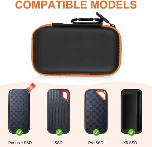 حافظة القرص الصلب، حافظة القرص الصلب الخارجي المحمولة لـ SanDisk Extreme Pro/SanDisk Extreme Portable External SSD 500GB 1TB 2TB، حقيبة تخزين صلبة للسفر - برتقالي in Kuwait