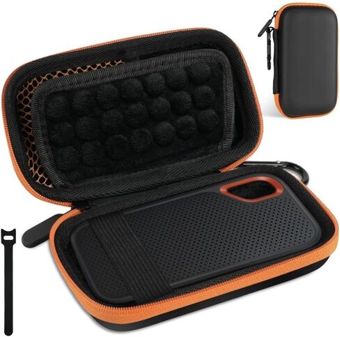 حافظة القرص الصلب، حافظة القرص الصلب الخارجي المحمولة لـ SanDisk Extreme Pro/SanDisk Extreme Portable External SSD 500GB 1TB 2TB، حقيبة تخزين صلبة للسفر - برتقالي in Kuwait